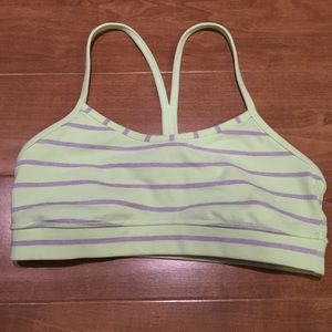 Flow Y Bra Clear Mint and Slate Striped Size 4